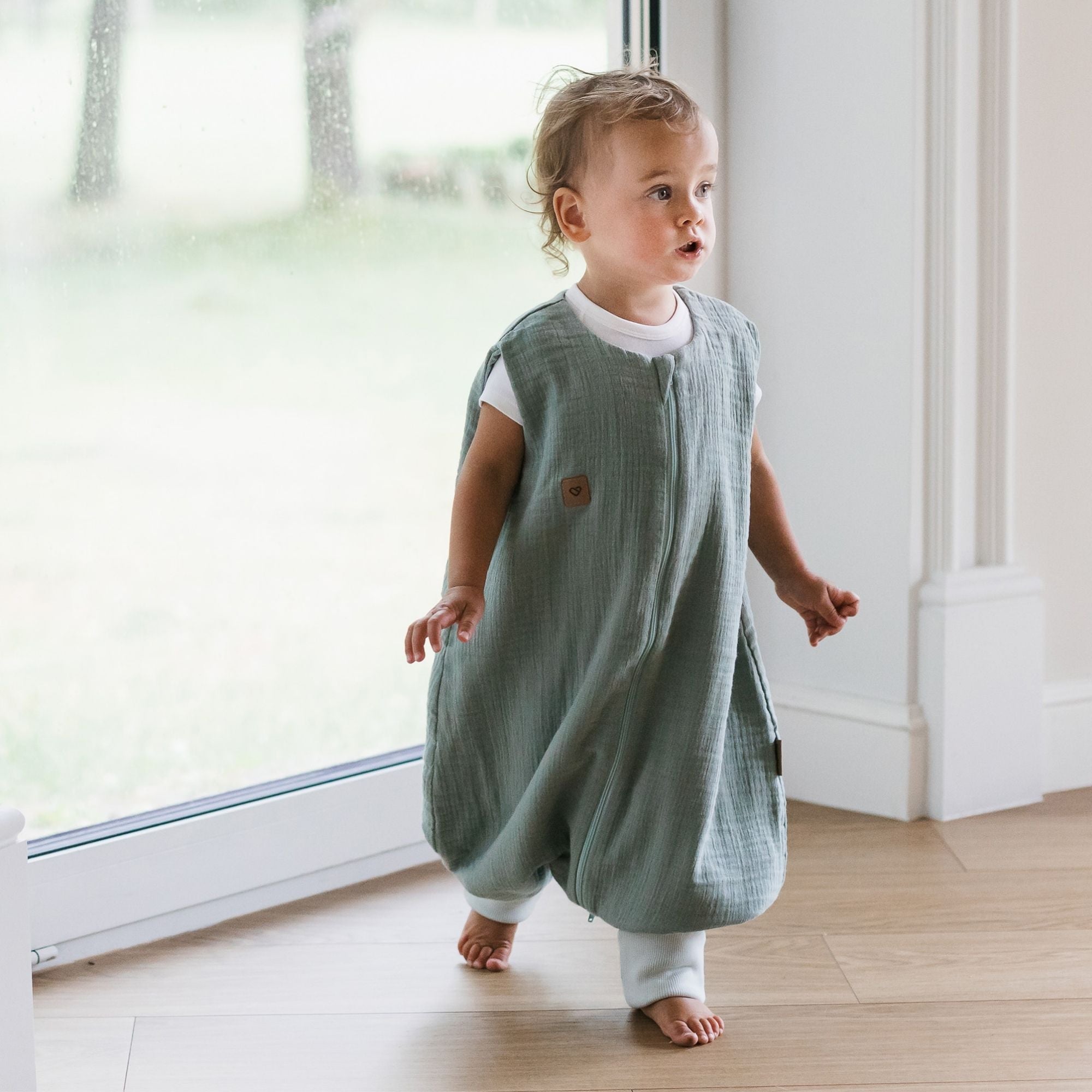 Babyschlafsack mit Beinen aus Musselin – 1,5 TOG Mint