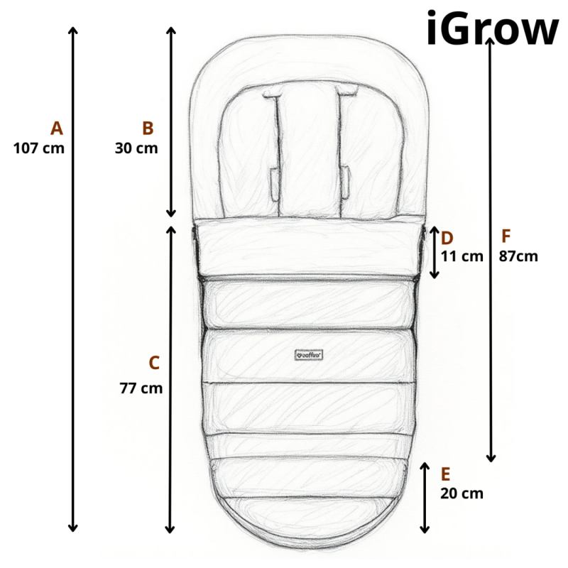 Fußsack iGrow Aspen, Khaki – Seitenansicht Kinderwagen