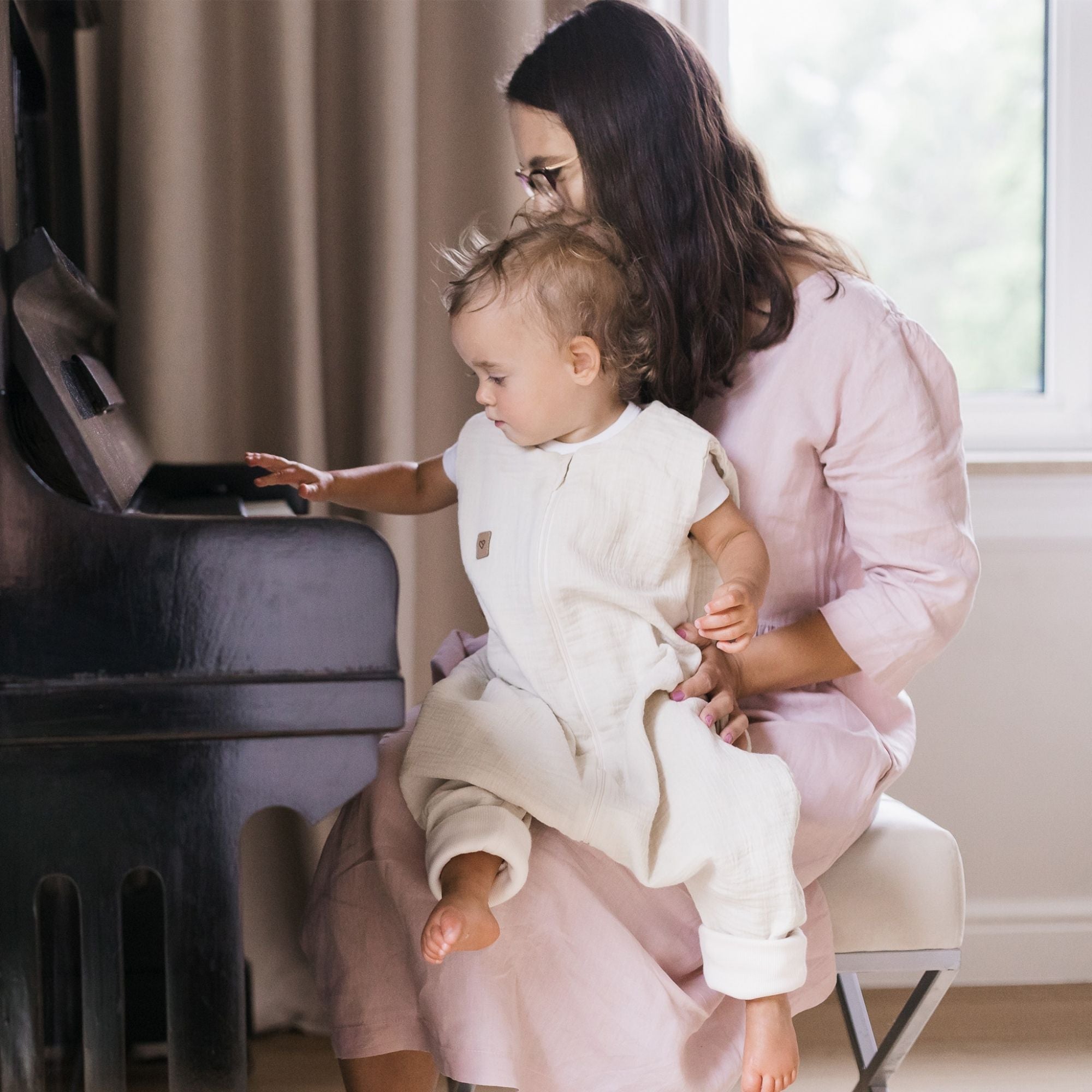 Babyschlafsack mit Beinen aus Musselin – 1,5 TOG, Vanilla