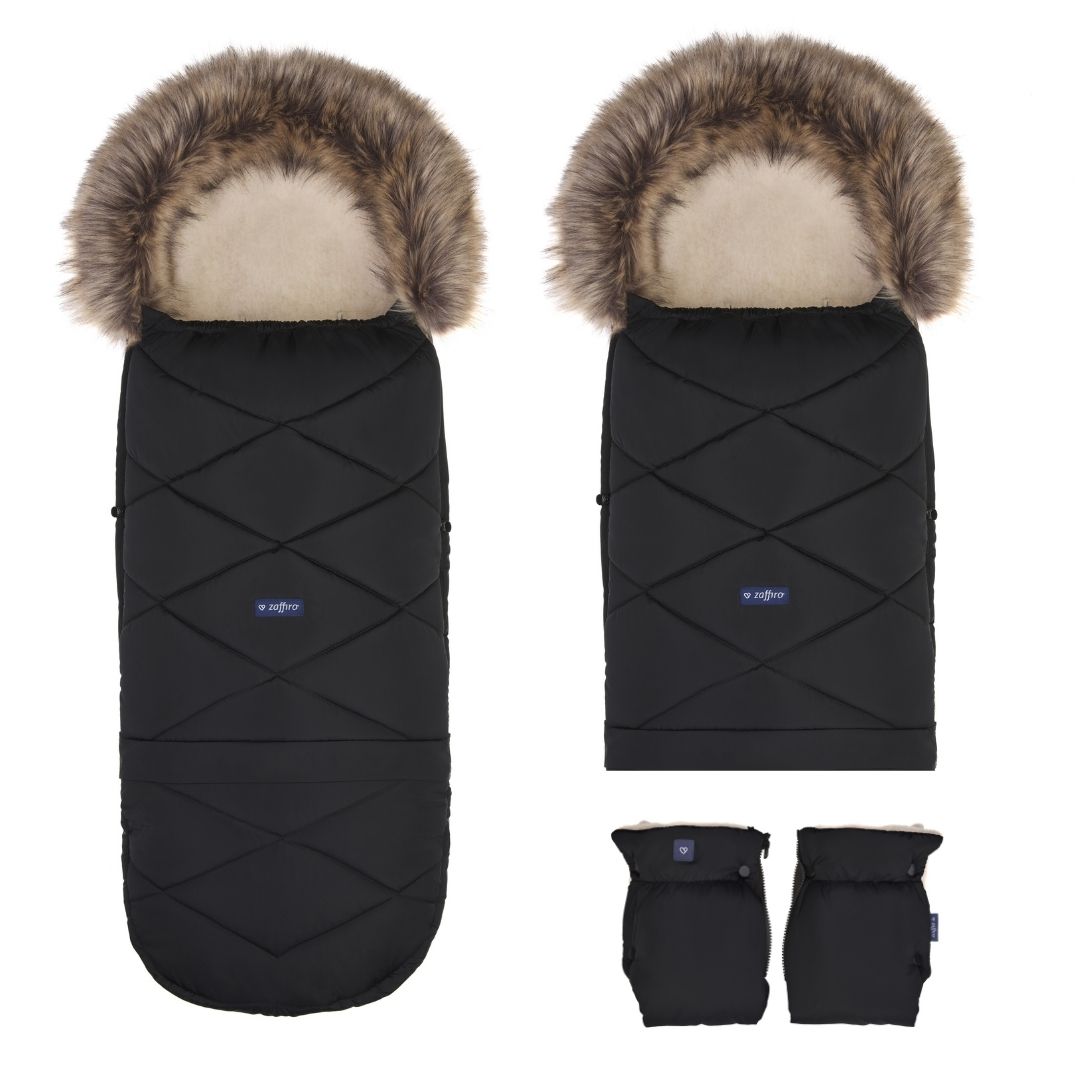 Fußsack GrowUP Wool, Schwarz