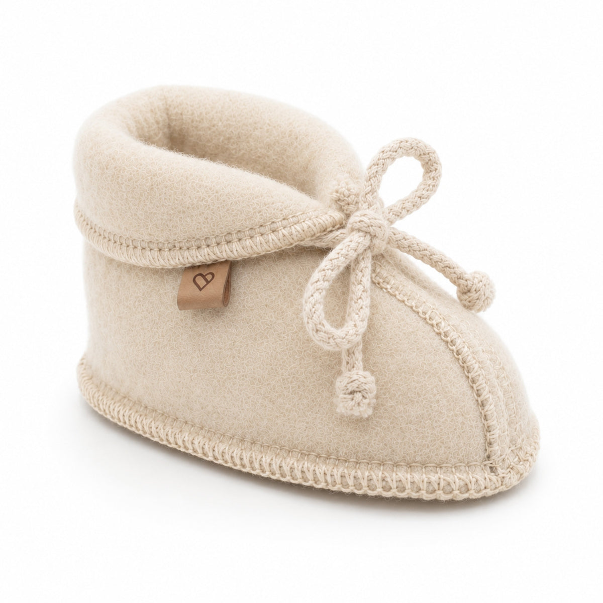 Woll-Babyschuhe mit Schnürung Beige