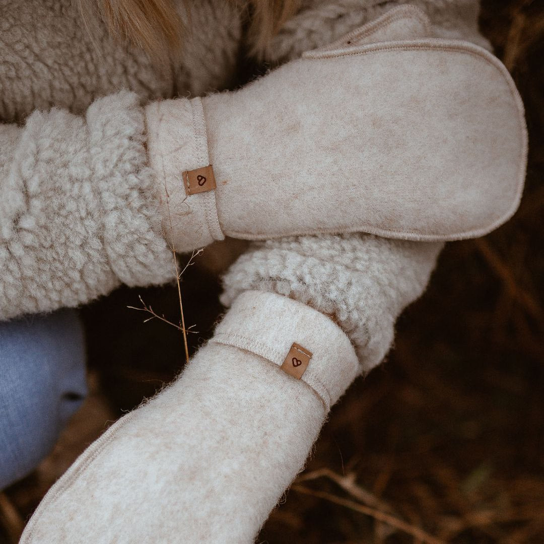 Handschuhe aus Premium-Schurwolle, Beige
