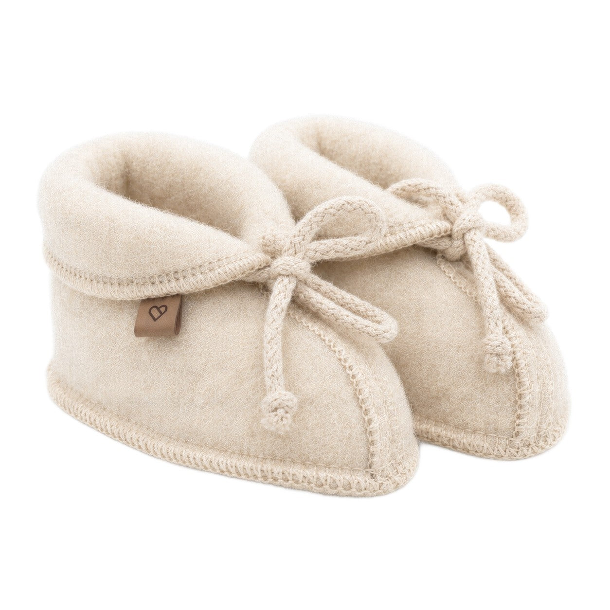 Woll-Babyschuhe mit Schnürung Beige