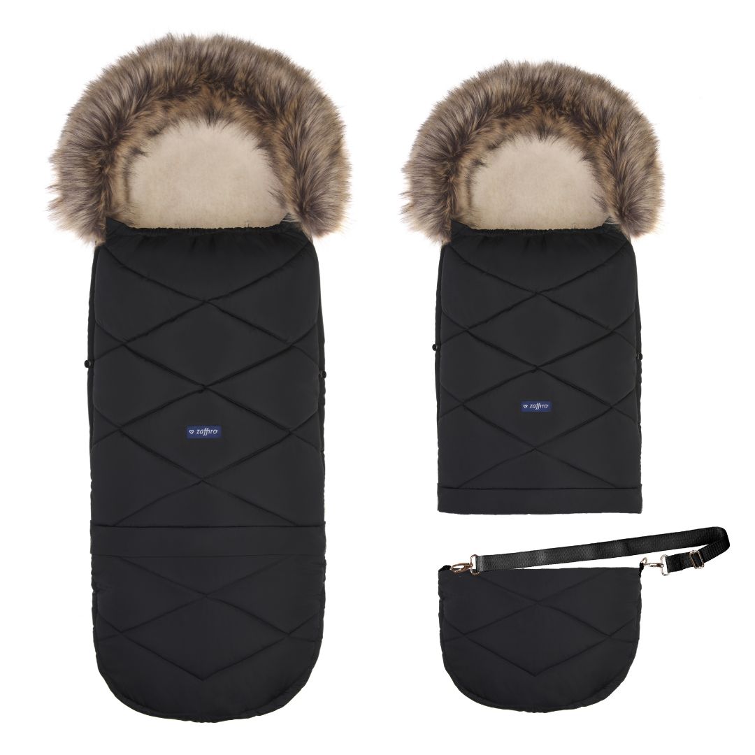 Fußsack GrowUP Wool, Schwarz