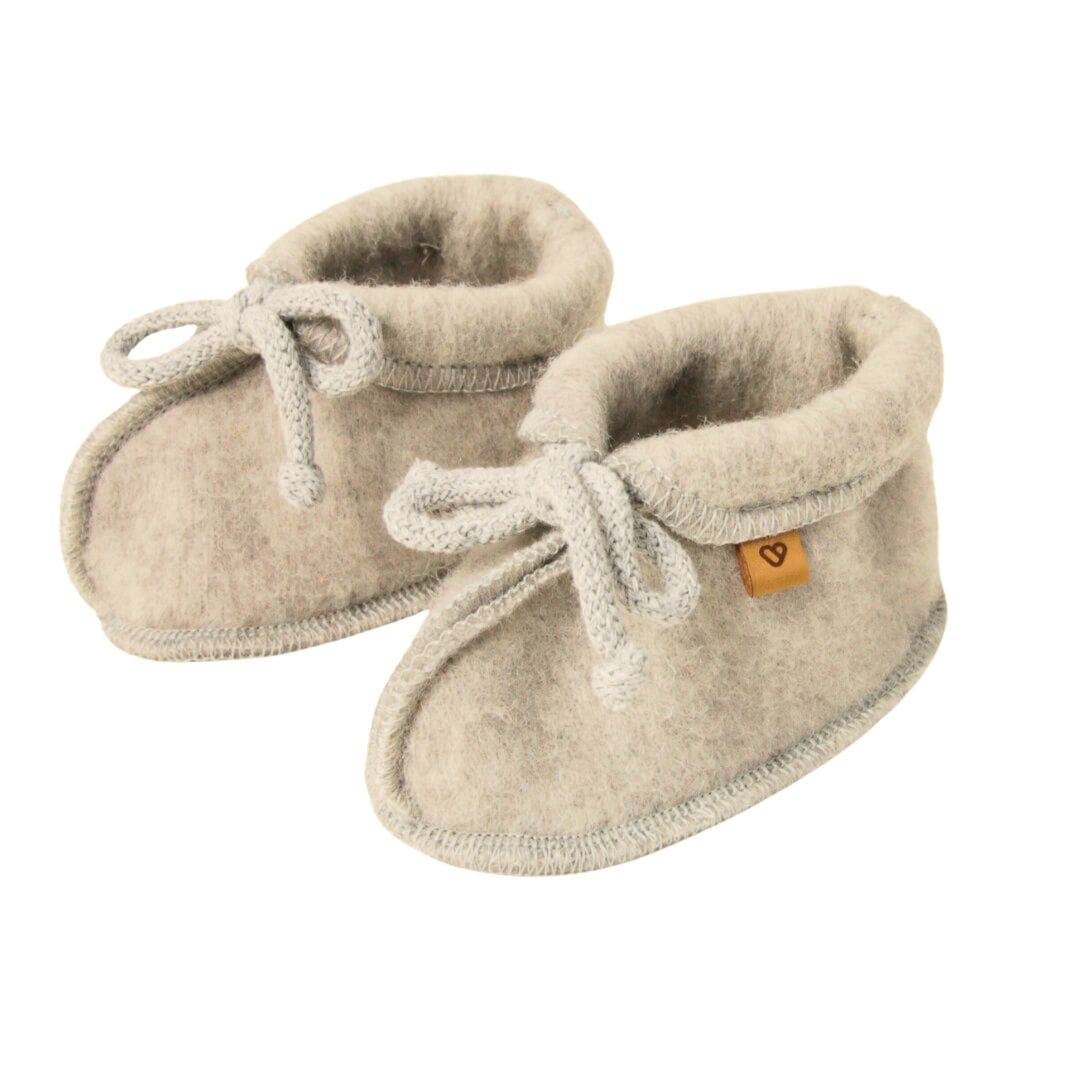 Woll-Babyschuhe mit Schnürung, Beige