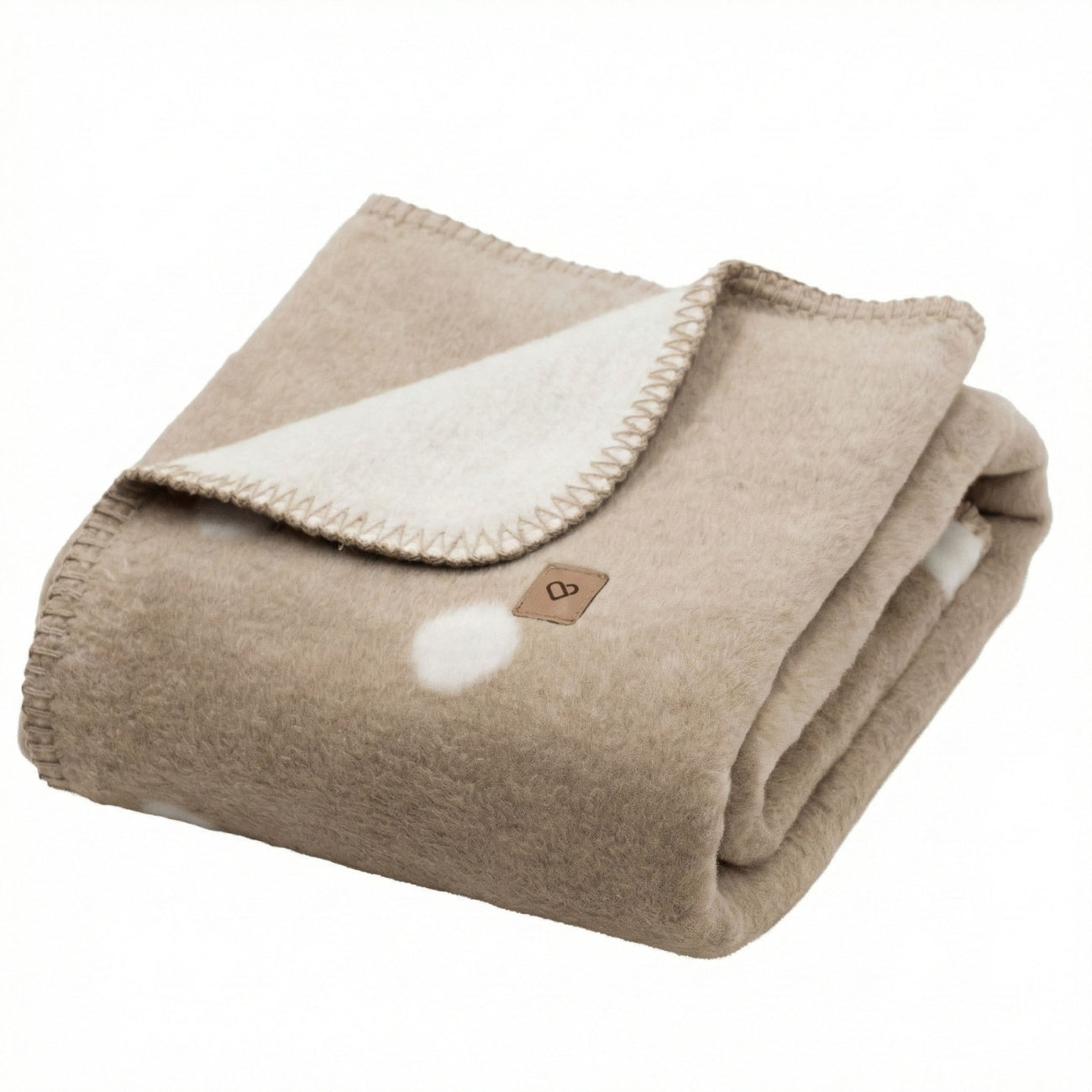 Baumwolldecke Oslo Dots Beige – weiche Baumwolldecke mit Punktemuster