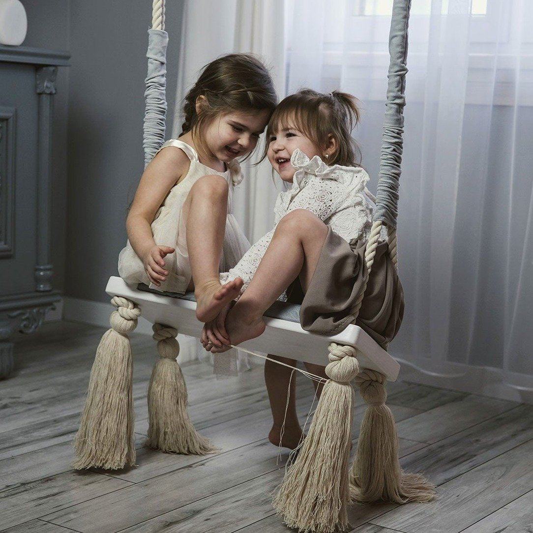 Kinderschaukel Wood Swing, Light Grey - Oli&Lola