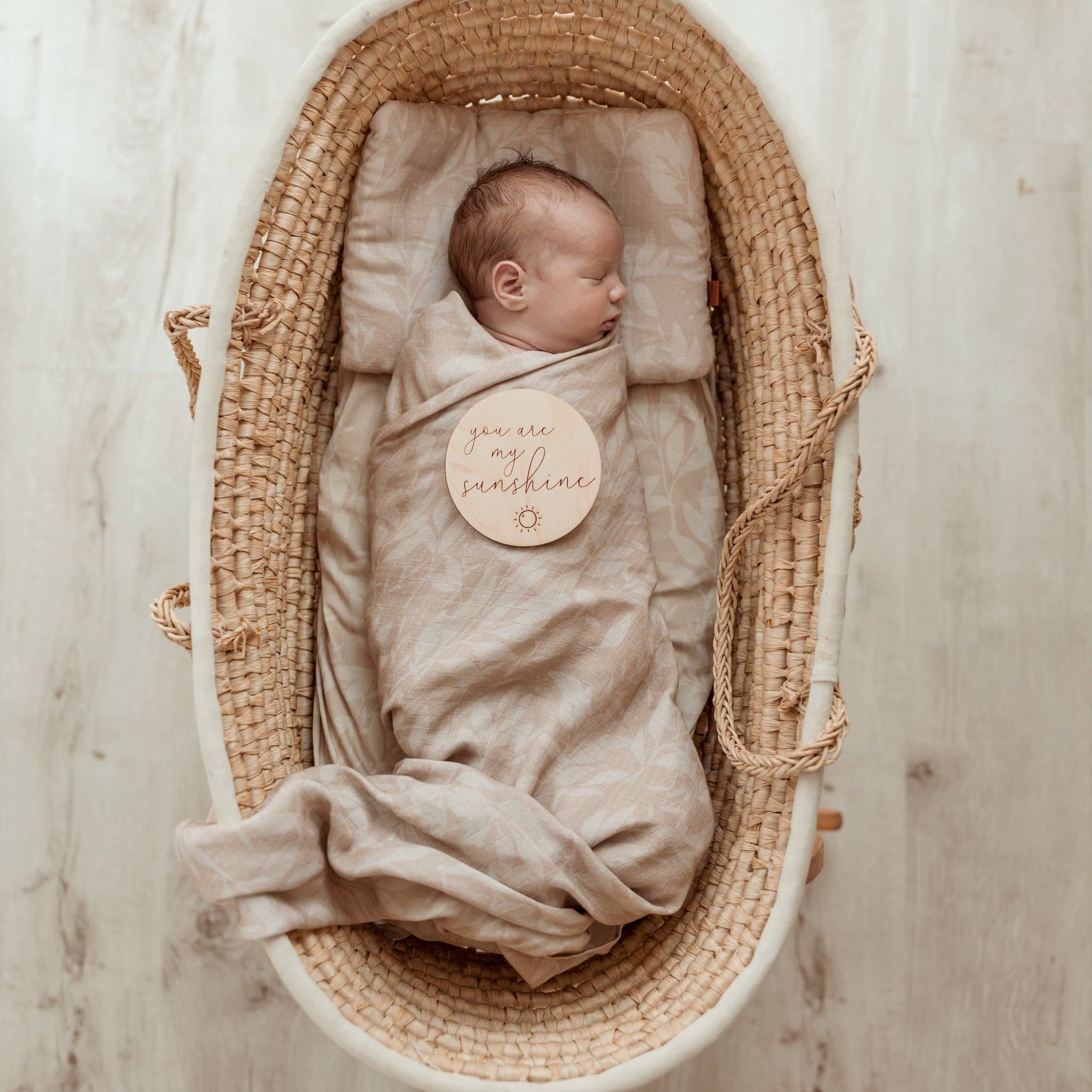 Musselin Mulltuch Leaves Beige - Oli&Lola