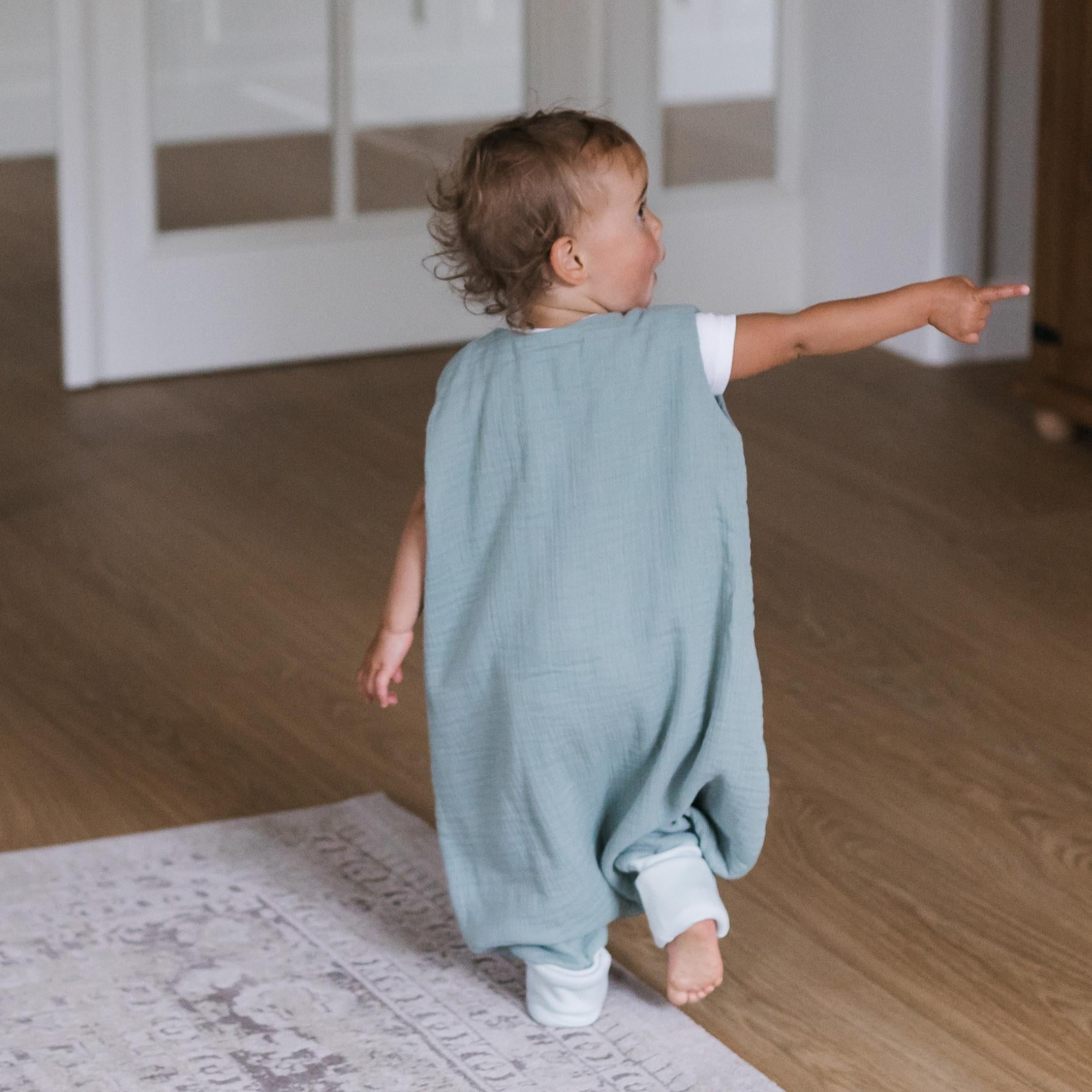 Babyschlafsack mit Beinen aus Musselin – 1,5 TOG Mint