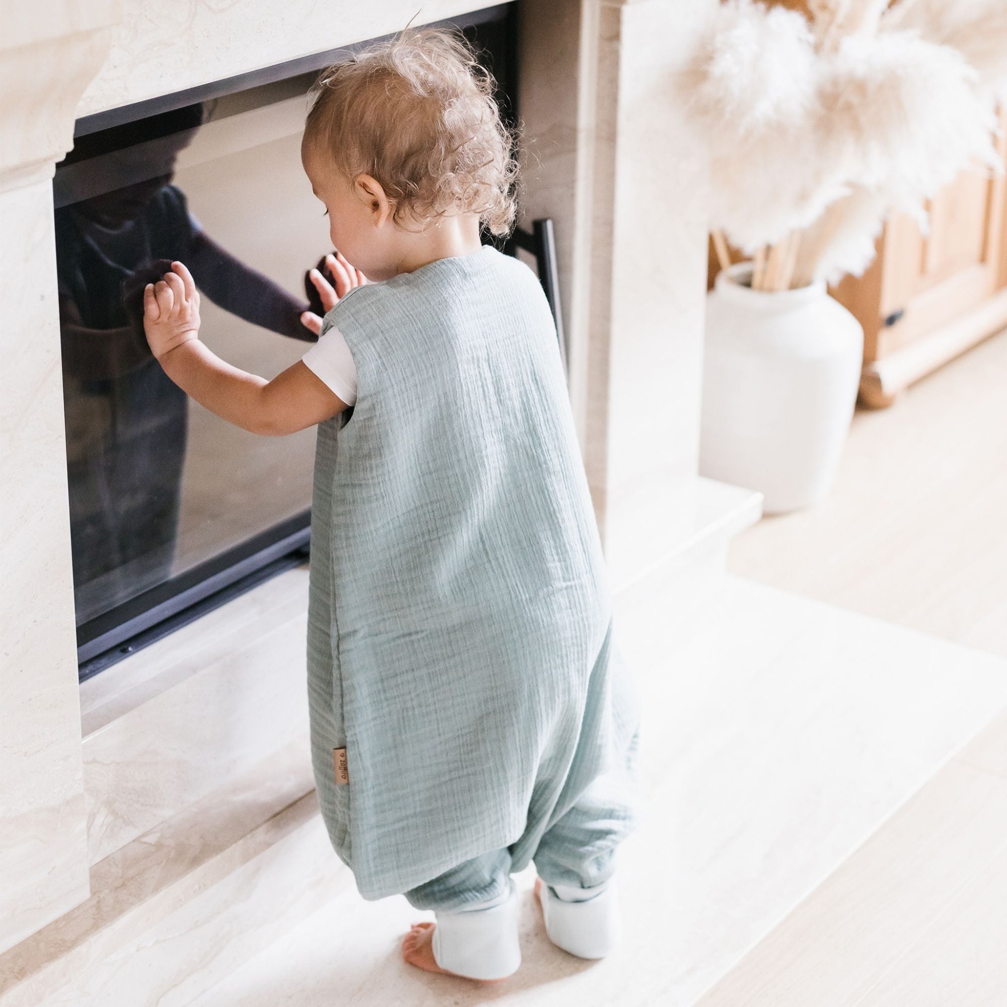 Babyschlafsack mit Beinen aus Musselin – 1,5 TOG Mint