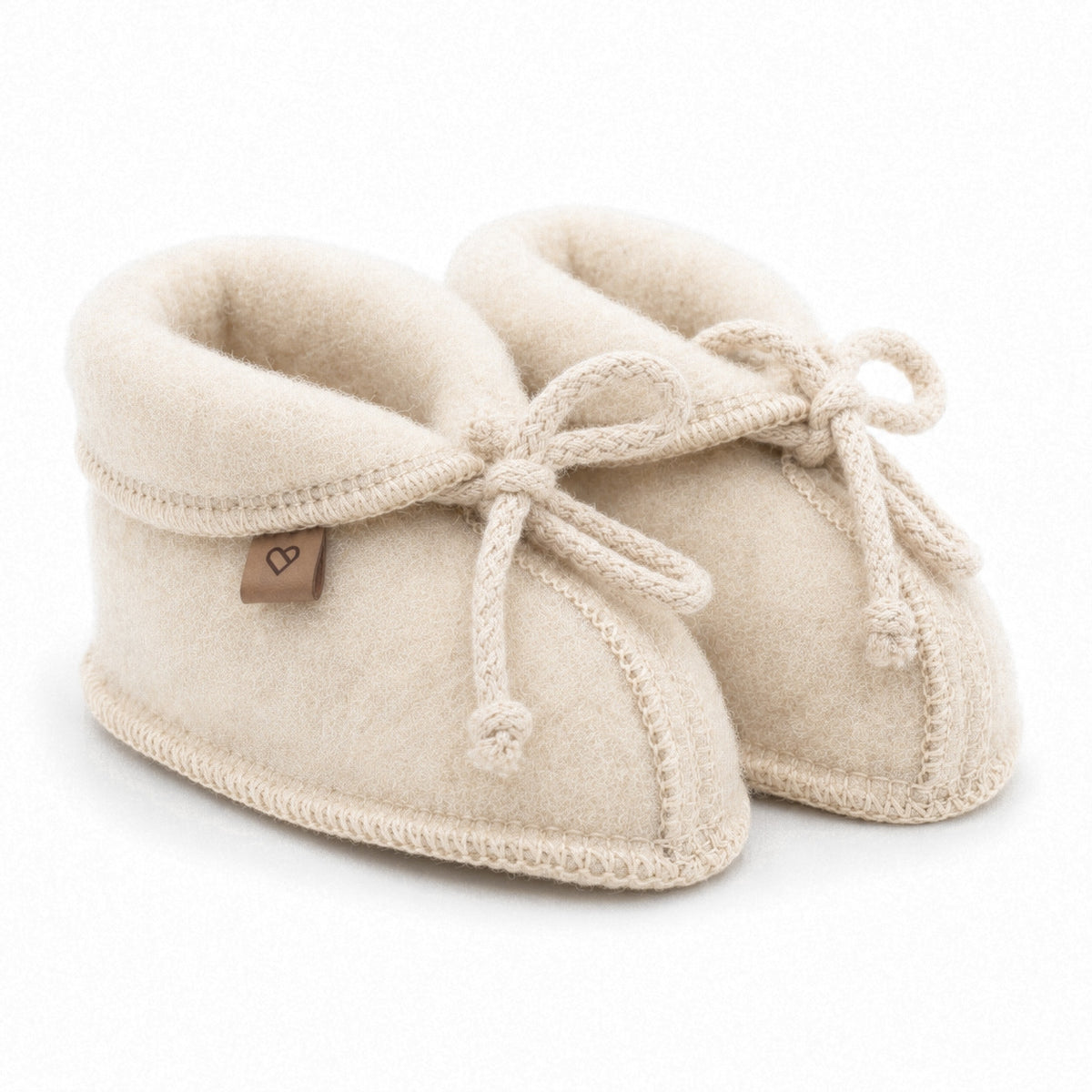Woll-Babyschuhe mit Schnürung Beige