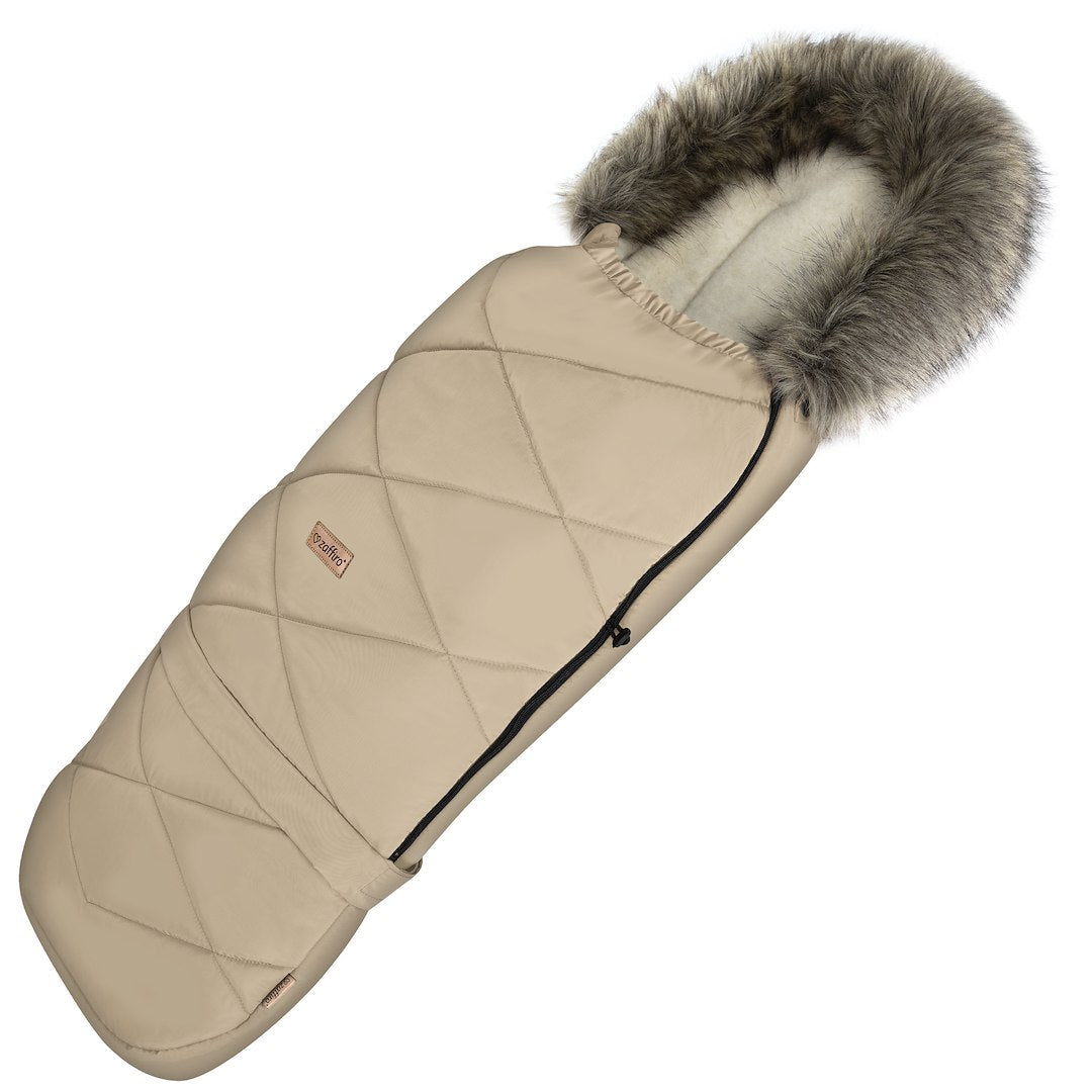 Fußsack GrowUP Aspen, Beige – Vorderansicht Kinderwagen