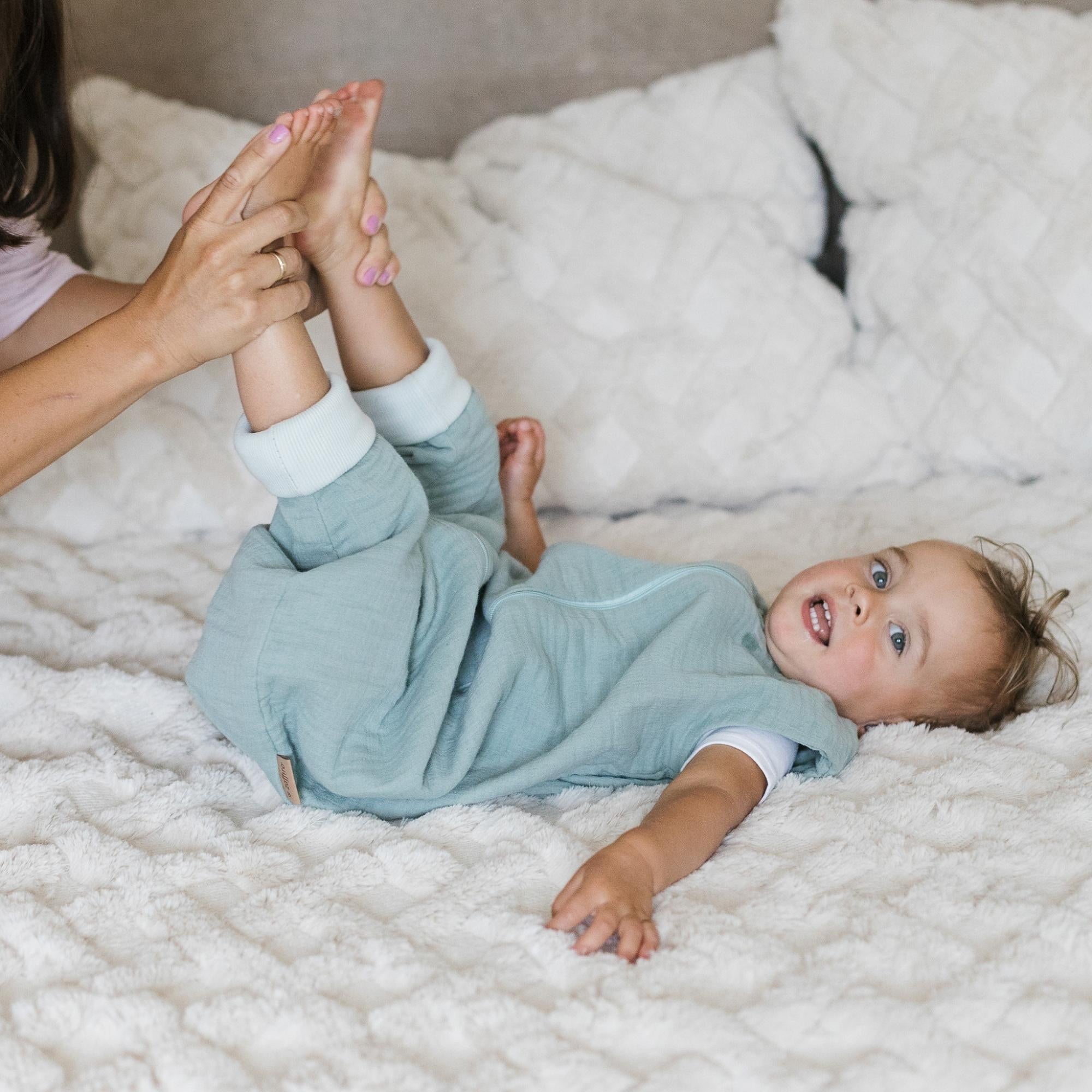 Babyschlafsack mit Beinen aus Musselin – 1,5 TOG Mint