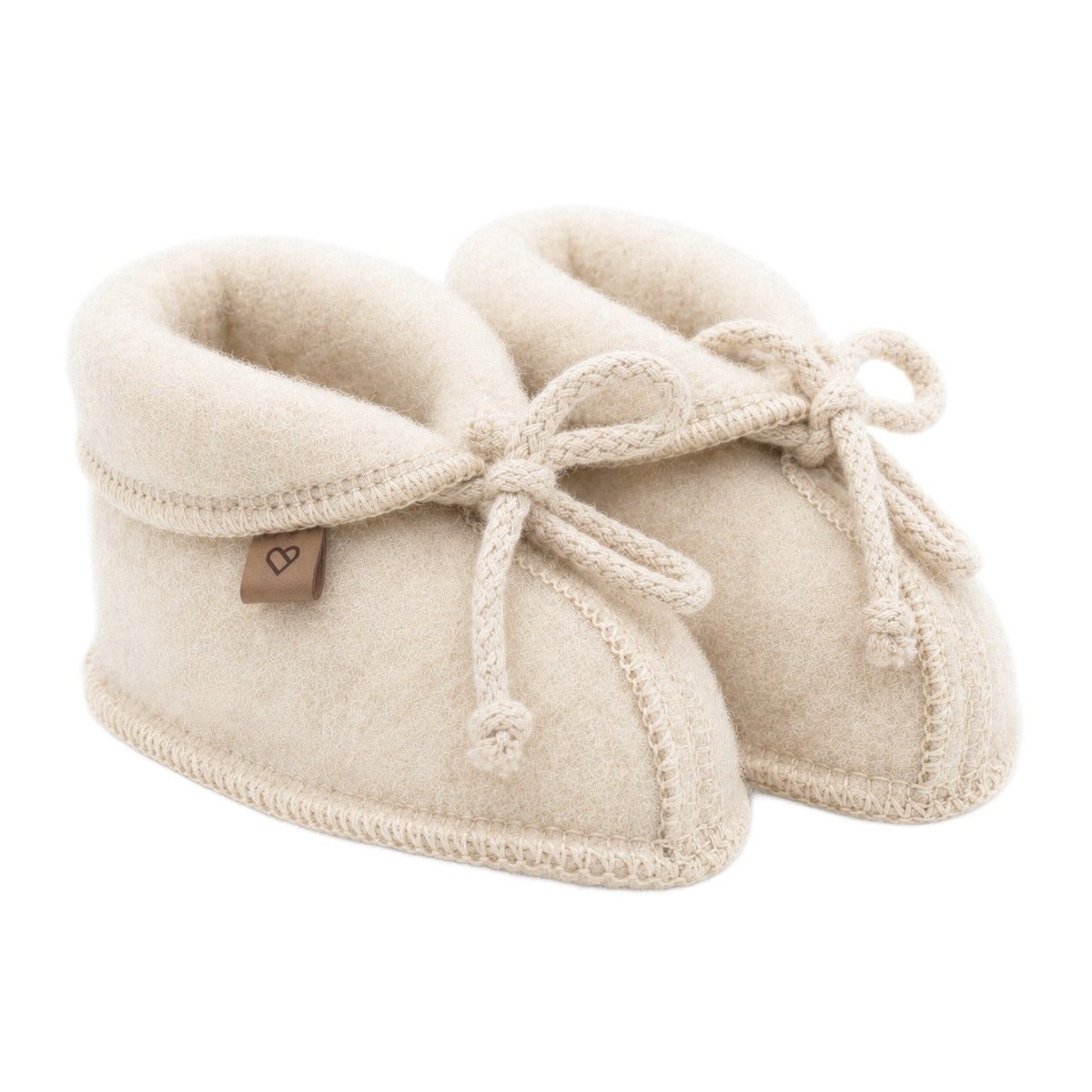 Woll-Babyschuhe mit Schnürung Beige