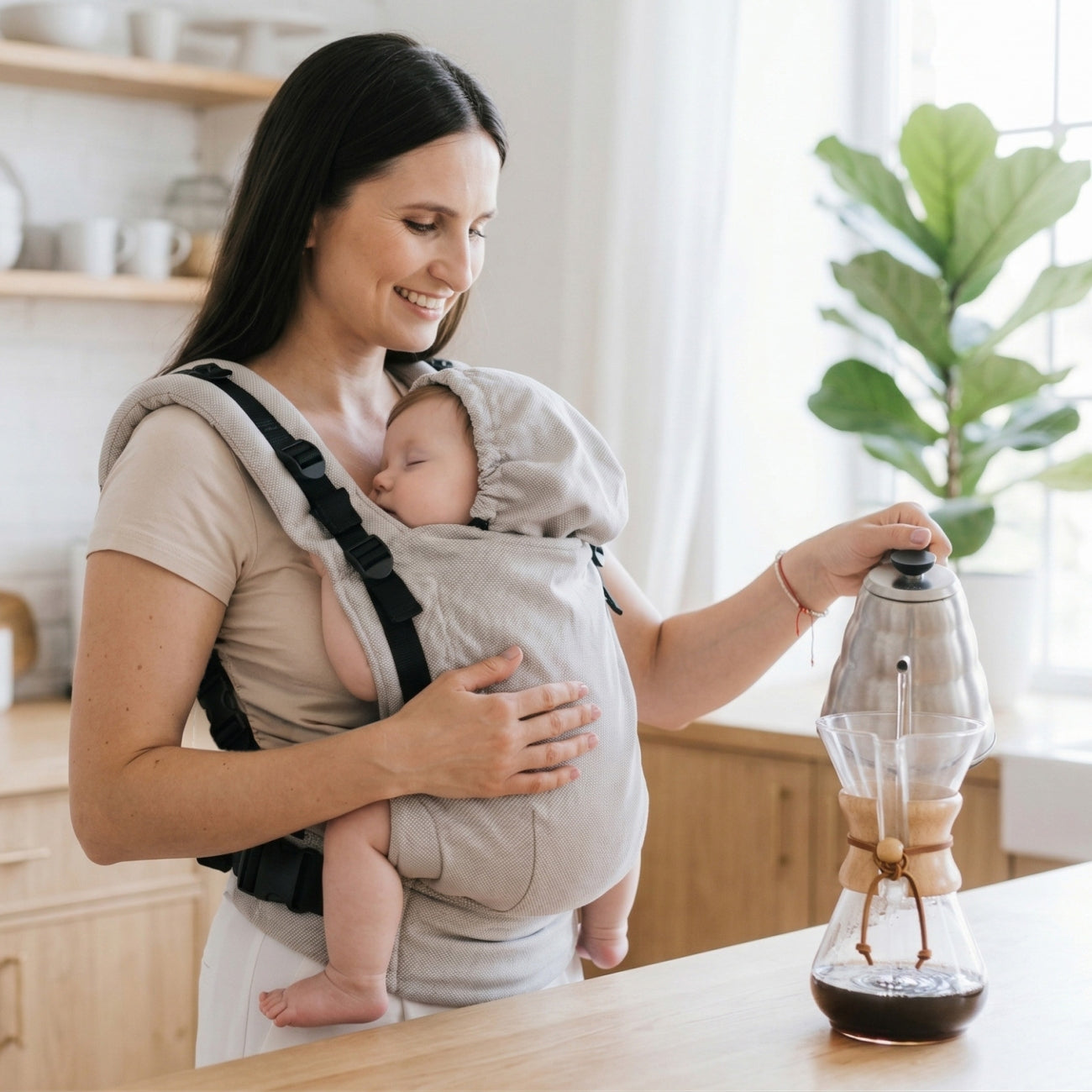Ergonomische Babytrage BabyGrow, Beige