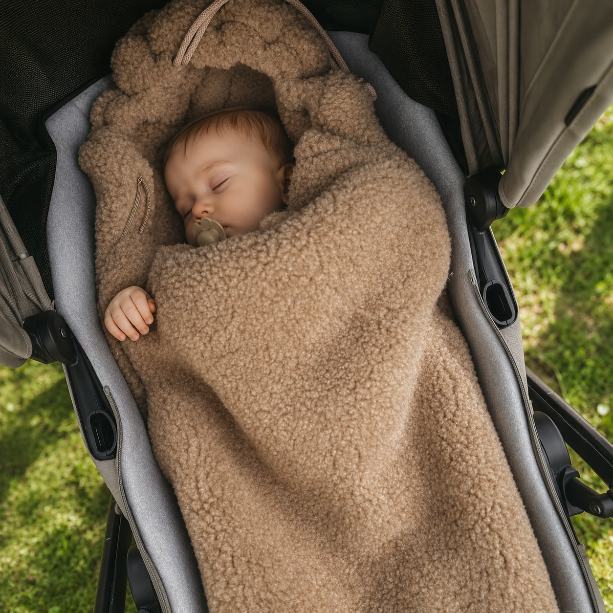 Zaffiro Fußsack Mini Wool Bouclé Brown - warmer Fußsack für Kinderwagen | Oli & Lola
