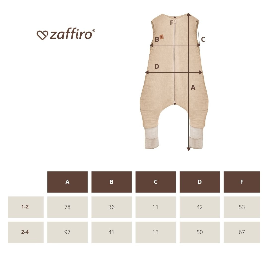 Babyschlafsack mit Beinen aus Musselin – 1,5 TOG, Vanilla