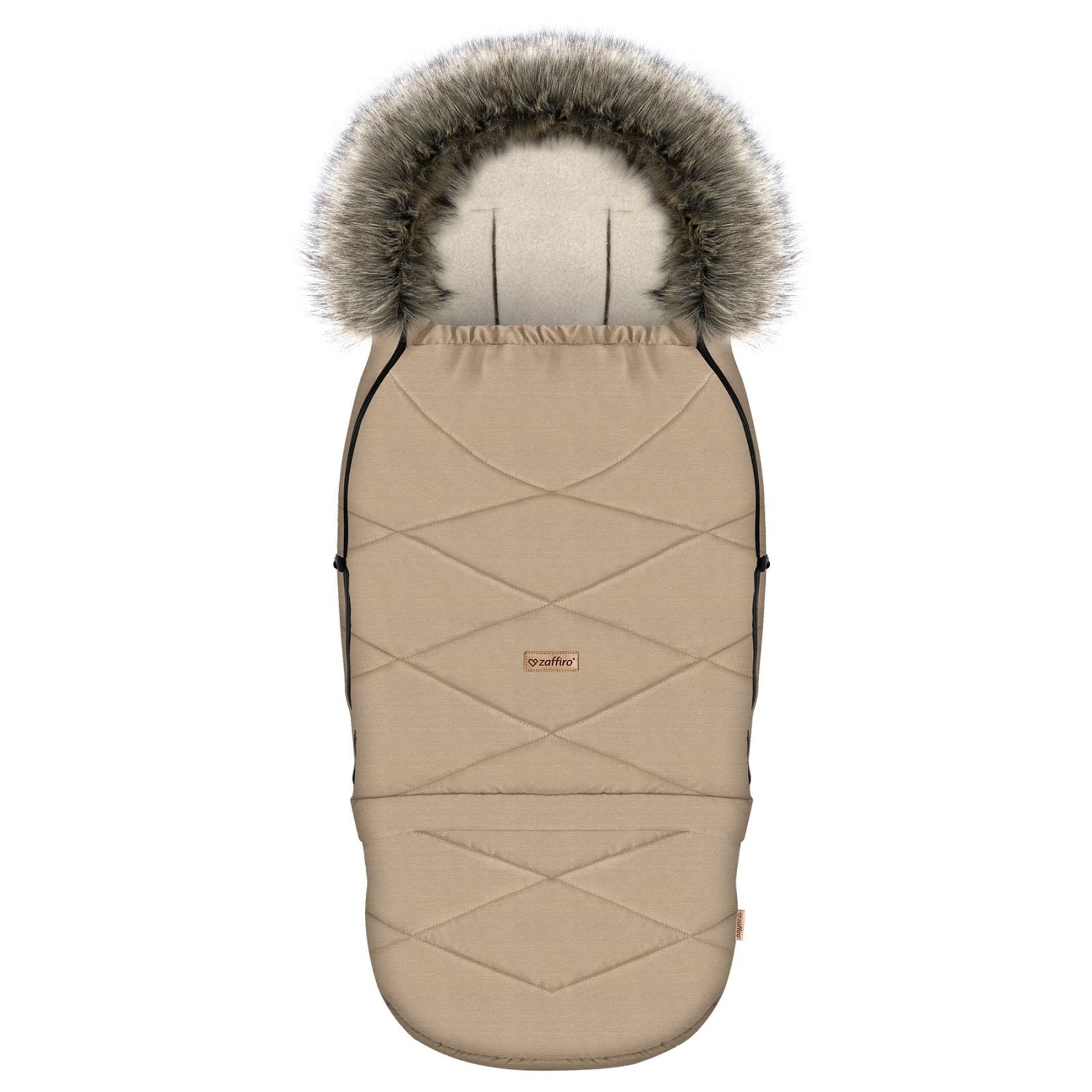 Fußsack GrowUP Scandi, Beige – Vorderansicht Kinderwagen